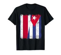 Costa Rica Cuba Media Bandera Patrimonio Cubano Costarricense Camiseta