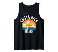Costa Rica EST 1821 Retro Atardecer con Tucán y Palmeras Camiseta sin Mangas