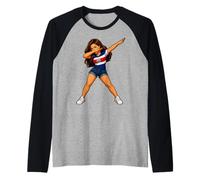 Costa Rica Mujer Dab Pose Camiseta Manga Raglan