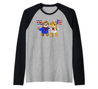 Costa Rica Puerto Rico Raíces Bandera Costarricense Camiseta Manga Raglan