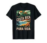 Costa Rica Pura Vida Perezoso Vacaciones Camisa Playa Tucán Camiseta