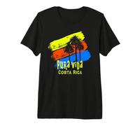 Costa Rica Pura Vida Pinceladas con Palmeras Camiseta Premium