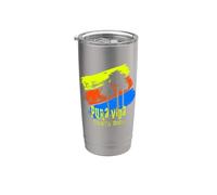 Costa Rica Pura Vida pinceladas con palmeras Vaso térmico de acero inoxidable de doble pared