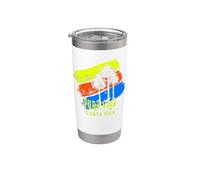 Costa Rica Pura Vida pinceladas con palmeras Vaso térmico de acero inoxidable de doble pared