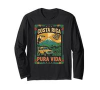 Costa Rica Pura Vida Vintage Vacation Shirt Sloth Tucán Manga Larga