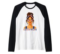 Costa Rican Girl Costa Rica Flag Costa Rican Girlfriend Wife Camiseta Manga Raglan