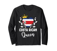 Costa Rican Queen Costa Rica Flag Proud Costa Rican Woman Manga Larga