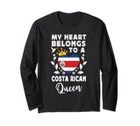 Costa Rican Queen Wife Girlfriend Costa Rica Flag Manga Larga