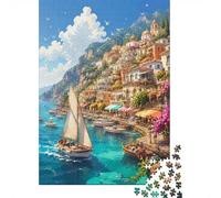 Costa Village Mer 1000 piezas Mini Puzzle para Adultos Decoración Interior | 52x38cm Cartón Principiantes Relajación Mental Puzzle Intelectual Regalo Cumpleaños Adorno Sala