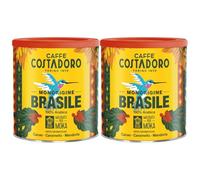 Costadoro Origen único Brasil, moto de mocha, 100% arábica, 2 cajas resellables de 250g, sabor tradicional, sabor suave y equilibrado, de primera calidad fabricado en Italia