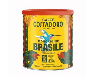 Costadoro Origen único Brasil, moto mocha, 100% arábica, 1 caja resellable de 250g, fragancia tradicional, sabor suave y equilibrado, de primera calidad fabricado en Italia