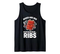 Costillas BBQ Roses Son Poema Rojo Parodia Lindo Kawaii Dibujos Animados Camiseta sin Mangas
