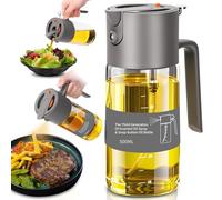 Costop Pulverizador de aceite 2 en 1 de 500 ml para cocinar, botella dispensadora de aceite de oliva grande de vidrio avanzado 2026 con calcomanías, spray uniforme con control de porciones para cocina