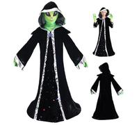 Costume alienígena Kids Halloween El atuendo alienígena incluye túnica con capucha, guantes ＆ Máscara, disfraces de Halloween para niños 4-6 Play Featend, cosplay, Carnival ＆ Decoraciones S, 2025