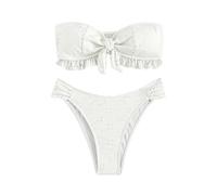 Costume da bagno diviso in Tinta Unita Bikini a rete con Top da Donna (White, M)