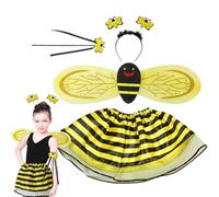Costume de abejas Niños - Fancy de chicas Fancy Dress With Wings Headband Wand Girls Falda de abejas Accesorios de Halloween Lindos, Feat Play Set para niños para niños