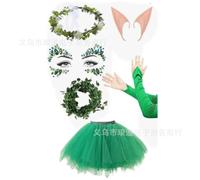 Costume Fata Donna, Fata Della Foresta con Orejas de Elfo, Corona de Flores, Guantes Costume da Donna, Tulle Tutu Gonna Balletto per costume da fata, Carnevale, Halloween, Cosplay, Feste a Tema
