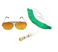 costumebase Sombrero de Las Vegas Fear & Loathing + Gafas de Sol de Color ámbar Naranja + Porta Cigarrillos