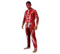 Costumizate! Disfraz de Anatomía Humana Hombre (Talla Única). Mono anatómico rojo para Halloween, Carnaval, Navidad y fiestas temáticas.