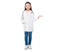 Costumizate! Disfraz de Bata Infantil en Varias Tallas. Bata Blanca Tipo Médico para Disfraces y Juegos Escolares. (5-6)