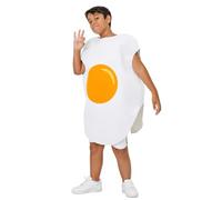Costumizate! Disfraz de Huevo infantil en varias tallas. Traje de comida Blanco y Amarillo para Carnaval, Navidad, Fiestas escolares y eventos temáticos. (10-12 Años)