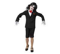 Costumizate! Disfraz de Jigsaw para Niña en Varias Tallas .Traje de Muñeca de Terror Negro para Halloween y Carnaval. (7-9)