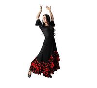 Costumizate! Falda con Tres Volantes de Lunares Negro y Rojo para Mujer Adulta Talla s