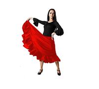 Costumizate! Falda de Baile Flamenco roja con un Volante para Mujer Adulta Talla XXL