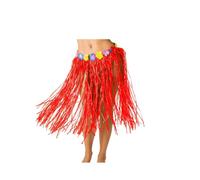 Costumizate! Falda Hawaiana (80cm) Falda Tropical con Flores Decorativas para Carnaval, Fiestas Hawaianas, Verano y Eventos temáticos. (Rojo)
