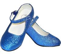 Costumizate! Zapatos de Baile Flamenco con Diferentes Tallas Desde niña a Mujer. Color azulón con Purpurina Talla 32