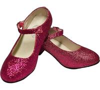 Costumizate! Zapatos de Baile Flamenco con Diferentes Tallas Desde niña a Mujer. Color Fucsia con Purpurina .Talla 27