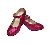 Costumizate! Zapatos de Baile Flamenco con Diferentes Tallas Desde niña a Mujer. Color Fucsia con Purpurina .Talla 24