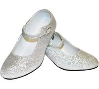 Costumizate! Zapatos de Baile Flamenco con Diferentes Tallas Desde niña a Mujer. Plata Purpurina Talla 24