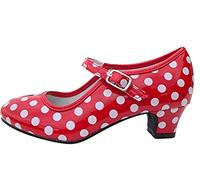 Dysmad Costumizate! Zapatos de Baile Flamenco con Diferentes Tallas Desde niña a Mujer. Precioso Color Rojo con Lunares Blancos Talla 20