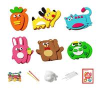 Costura de animales de fieltro, kits de costura para niños, Kit de costura para niños Kits de manualidades de fieltro, Crea y cose adornos de felpa, aprende a coser formas de animales, kits educativos