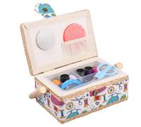 Costurero, caja de almacenamiento de costura, 19,5 × 13 × 10 cm, cesta con práctica asa de transporte, cesta de costura, accesorios de costura (C)