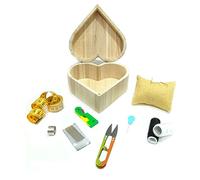 Costurero de Madera, Caja de Costura de Madera con Hilos, Agujas, Metro, y más. Regalo para Madres, Hermanas, Amigas y Amigos. Craft, DIY. (Corazón Grande)