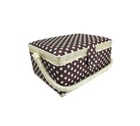 Costurero de Madera, Caja de Costura Forrada en Tela con 8 Compartimentos, Organizador con Alfiletero, Caja de Almacenamiento con Asa y Bandeja, (Puntos Marron, Mediana)