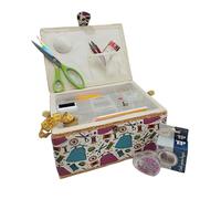 Costurero Grande con Accesorios de Costura, Caja de Costura Forrada en Tela con Compartimentos, Caja de Costura Completa, Regalo para Madres, Amigas, Hermanas, (Vestido, Grande)