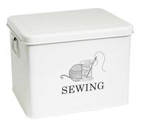 Costurero, Metal Caja Costura 2 Capas con Bandejas Caja de Almacenamiento Para Manualidades 23.5 x 18.5 x 21cm Kit de Costura Accesorios - Blanco