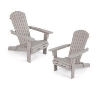 COSTWAY 1/2 Sillas de Jardin Adirondack Plegable, Silla Tumbona Madera Abeto, Respaldo Alto y Reposabrazos Anchos, Sillón Adirondack Jardin Terraza Balcon, 89 x 71 x 94 cm, Max180kg (2, Gris, m)