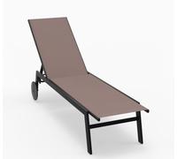 COSTWAY 1/2 Tumbonas Jardin Exterior con Ruedas, Tumbona Reclinable, Respaldo Ajustable en 6 Posiciones, Textilene, Espreguiçadeira Jardim Piscina Terraza Playa (café,1)