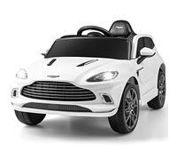 COSTWAY 12V Aston Martin DBX Coche Eléctrico para Niños con Puertas Dobles Bloqueables, Control Remoto Parental, Arranque Lento, Luces LED, USB, Bocina, Vehículo Eléctrico para Niños (Blanco)