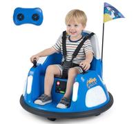 COSTWAY 12V Coche de Parachoques Eléctrico para Niños, Auto de Choque con Luces Intermitentes, Control Remoto y Doble Joystick, Carro de Bateria Giratorio 360° para Niños de 18 a 72 Meses (Azul)