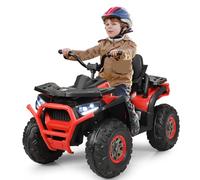 COSTWAY 12V Cuatriciclo Eléctrico para Niños ATV, Coche Eléctrico de Juguete con 4 Ruedas para Niños con Luces LED, 2 Velocidades, Música, Puerto USB, Suspensión de Resorte, Asiento Cómodo (Rojo)