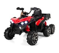 COSTWAY 12V Quad Coche Eléctrico Infantil de 6 Ruedas, Cuatriciclo Eléctrico para Niños, Vehículo ATV para Niños, Luces LED, Música, USB Incorporado, Asiento Ancho y Respaldo (Rojo)