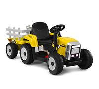 COSTWAY 12V Tractor Electrico para Niños con Remolque, 3 Velocidades y Control Remoto 2,4G Juguete Tractor con Luces LED, Música,USB y Bluetooth para Niños Mayores de 4 Años (Verde)