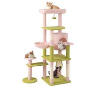 COSTWAY 148 cm Árbol para Gatos, Rascador para Gatos Multinivel para Gatos con Percha, Hamaca, Postes y Tablero de Rascado de Sisal, Bolas Colgantes, Centro de Actividades para Gatos de Interior