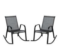 COSTWAY 2 Mecedoras Jardin Exterior, Mecedora Jardin Exterior con Asiento Textilene, Balanceo Suave, 91 x 62 x 86 cm, Carga 150kg, Terraza Patio Jardin (Negro)