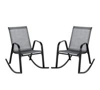 COSTWAY 2 Mecedoras para Jardin Exterior con Asiento Textilene, Balanceo Suave, 91 x 62 x 86 cm, Carga 150kg, para Terraza Patio (Gris)